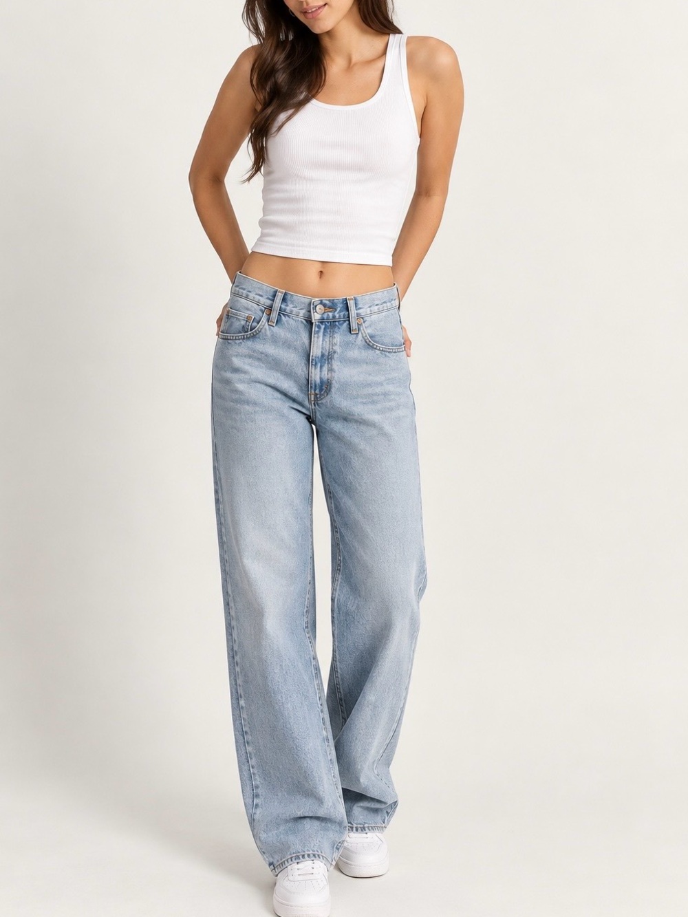 Levi's Premium Baggy Dad Mid Rise Wide Straight Leg Jeans Light Wash Size 24